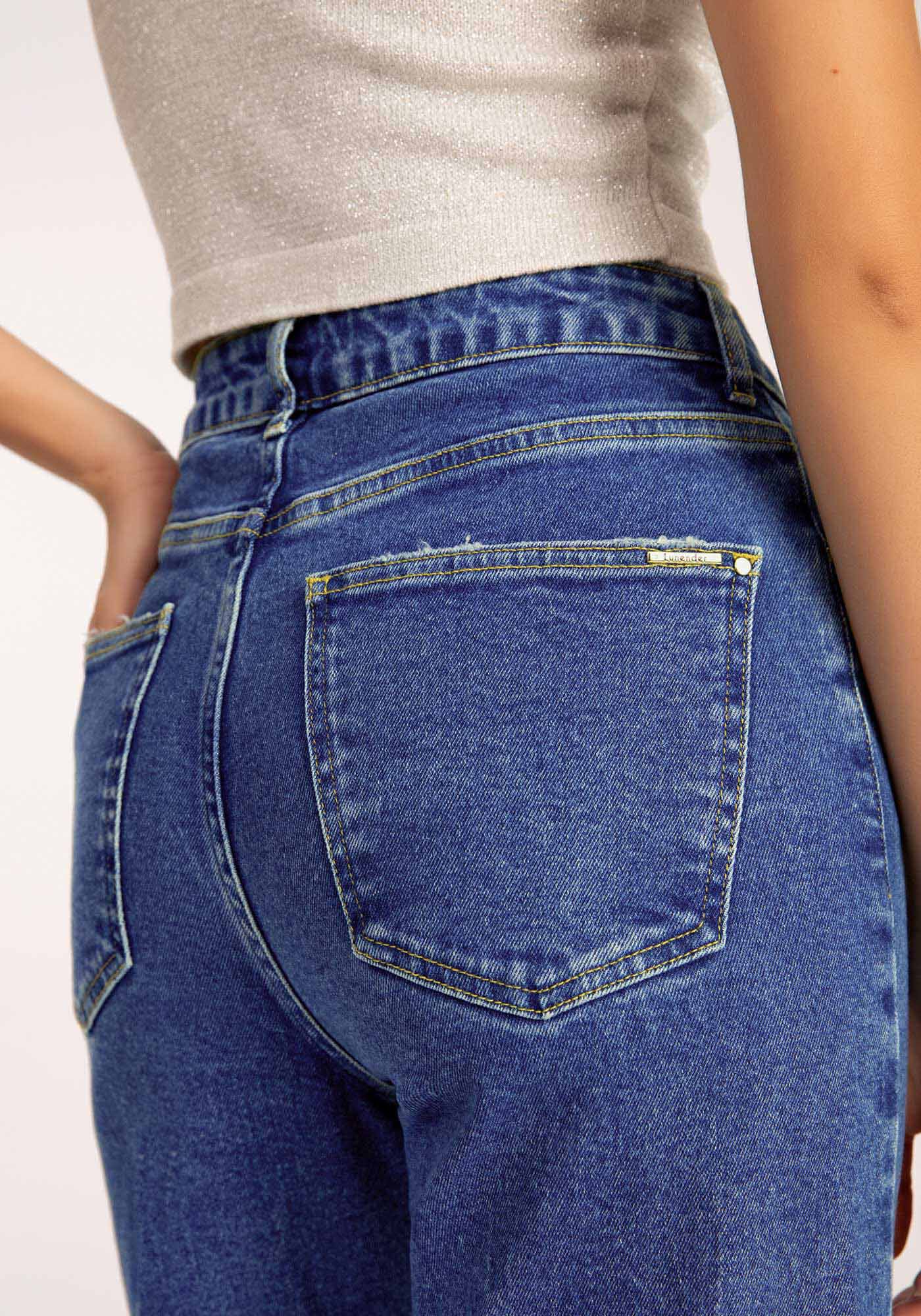 Cal&ccedil;a Jeans Wide Leg Chapa Barriga com Elastano, , large.