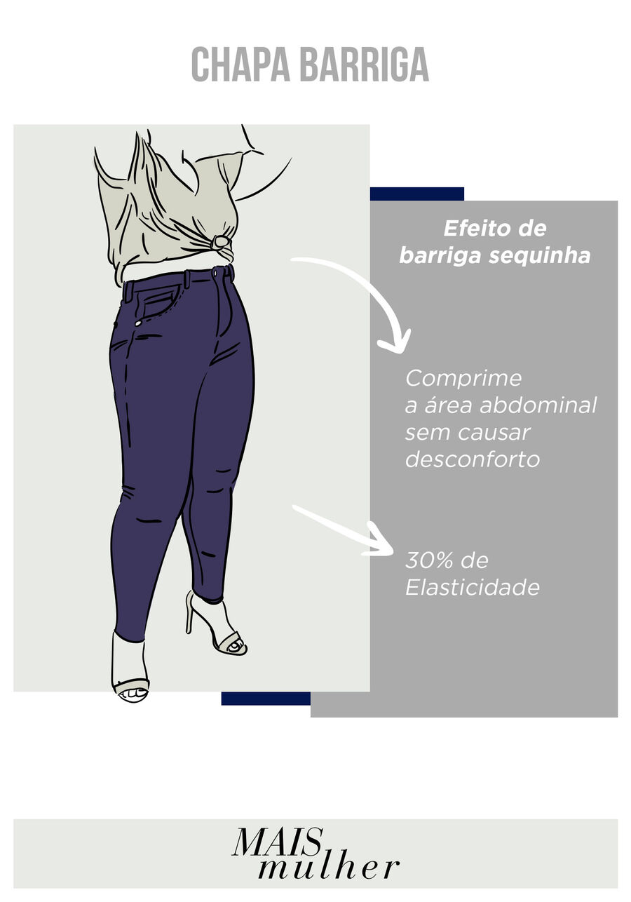 Calça Jeans Skinny Cigarrete Chapa Barriga Plus Size, JEANS, large.