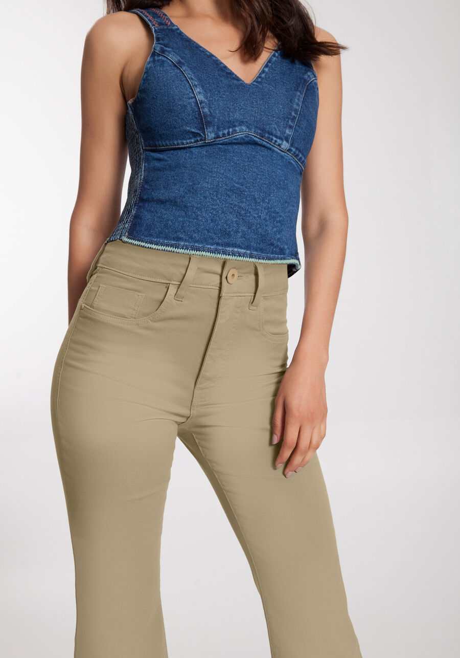 Calça Sarja Flare Chapa Barriga, . Calça Sarja Flare Chapa Barriga, , large.