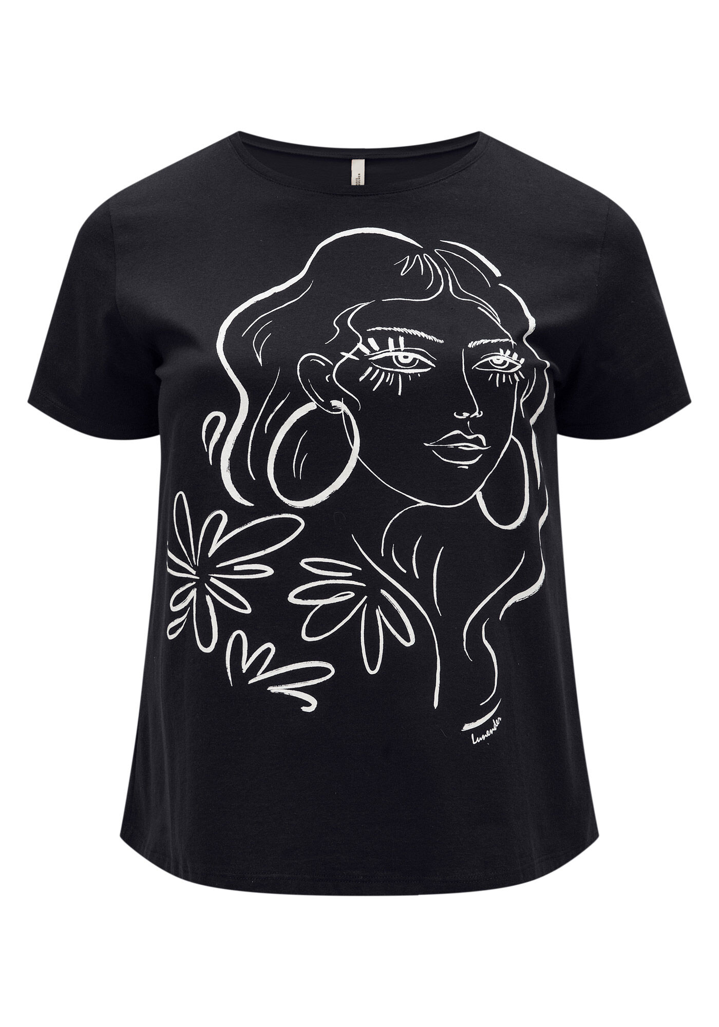 Blusa T-shirt Acinturada Mangas Curtas Com Estampa Frontal, , large.