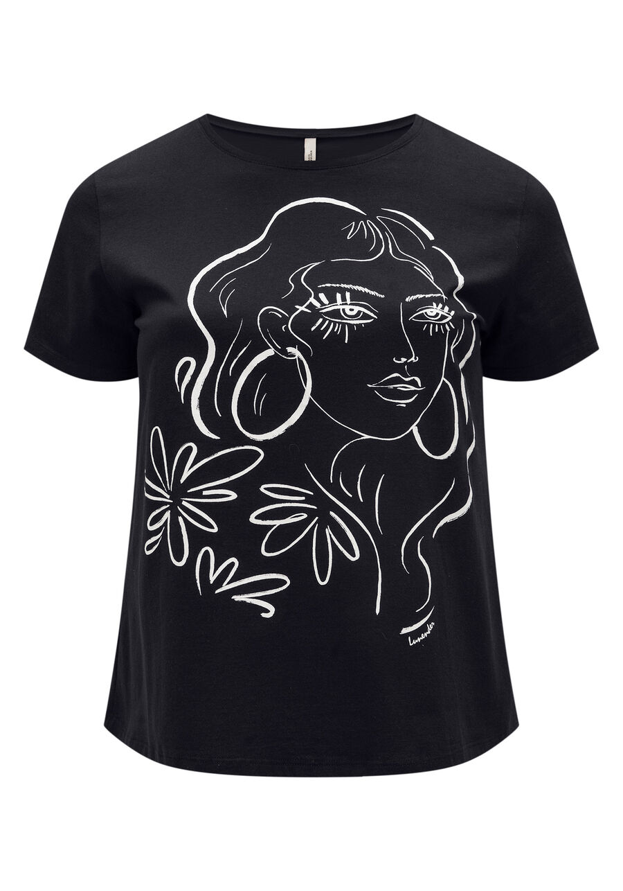 Blusa T-shirt Acinturada Mangas Curtas Com Estampa Frontal, . Blusa T-shirt Acinturada Mangas Curtas Com Estampa Frontal, , large.