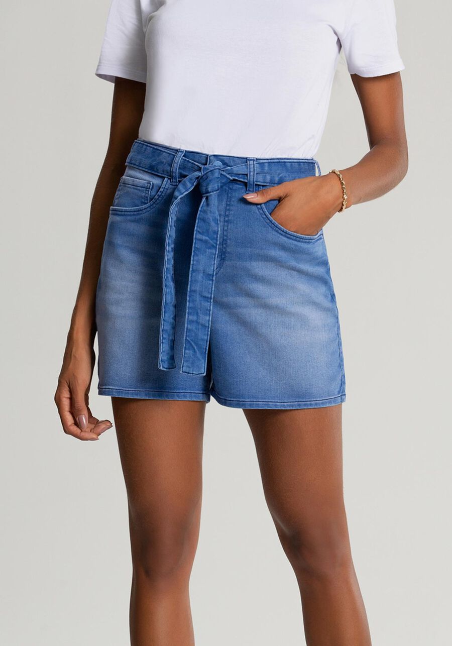 Shorts Jeans Mommy com Cinto, JEANS. Shorts Jeans Mommy com Cinto, JEANS, large.