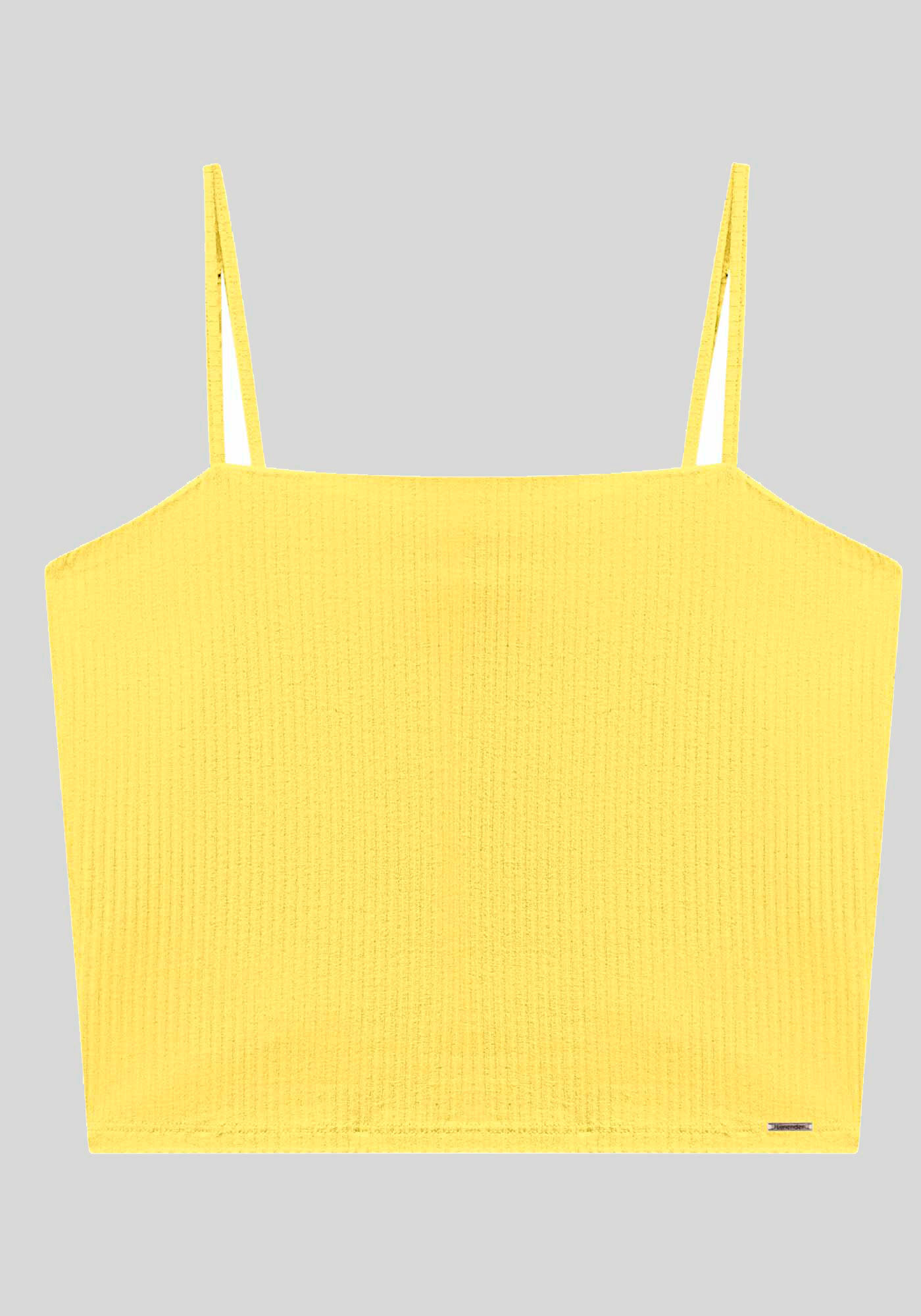 Blusa Regata Curta De Al&ccedil;as Finas Em Malha Canelada, , large.