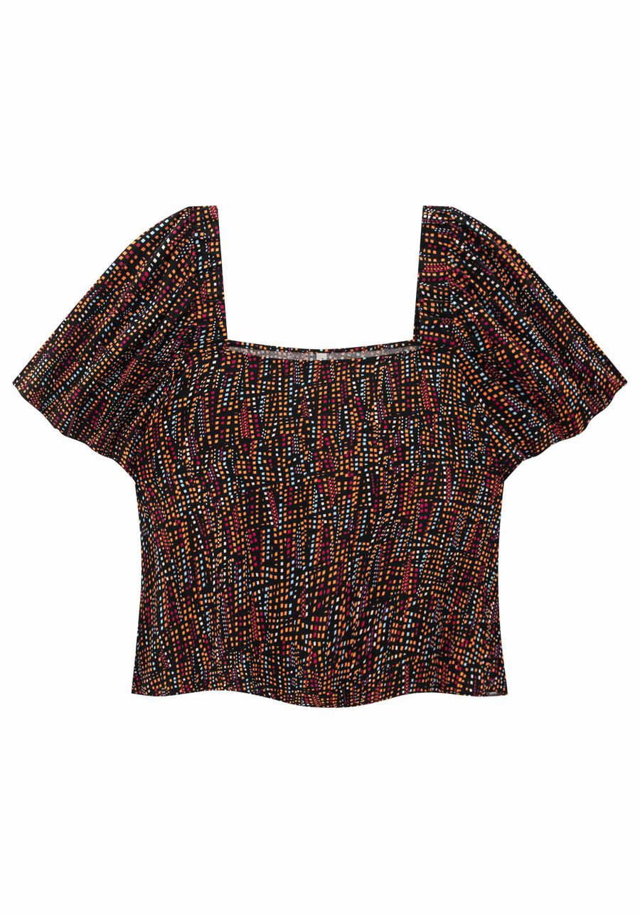Blusa Plus Size em Viscose com Decote Quadrado, . Blusa Plus Size em Viscose com Decote Quadrado, , large.