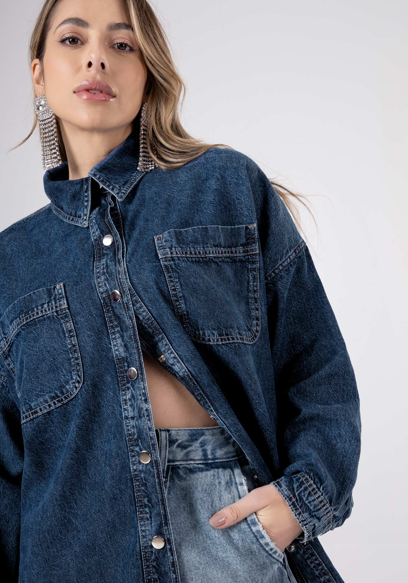 Camisa jeans sales bege
